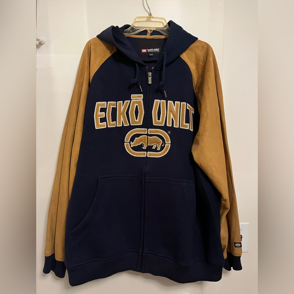 Brand New Vintage Ecko Full Zipper Faux Suede Sleeves